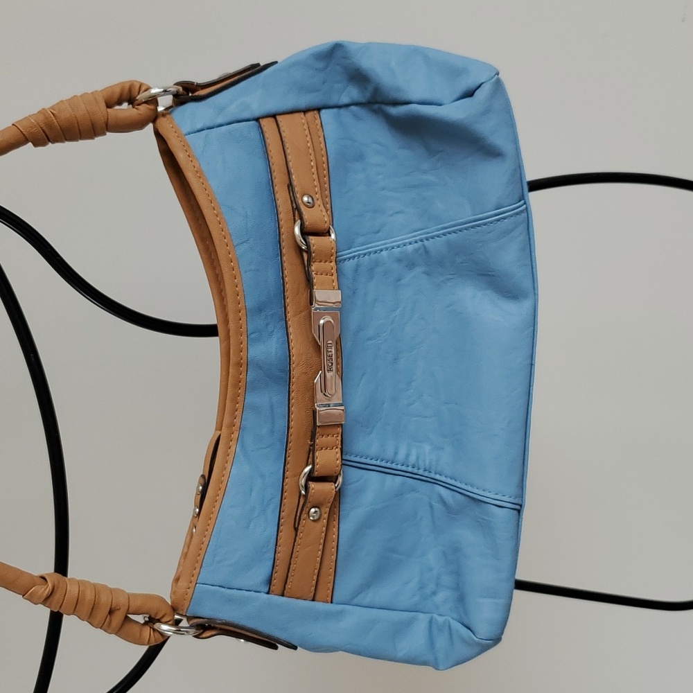 Rosetti * Blue shoulder bag, tan accents, perfect size
